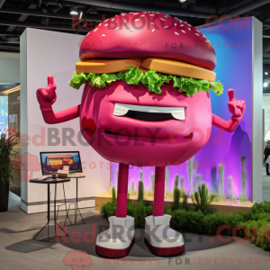 Magenta Hamburger maskotka...