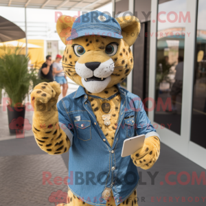 Gold Cheetah maskot kostume...