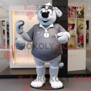 Gray Rugby Ball mascot...