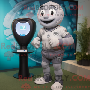 Gray Rugby Ball mascot...