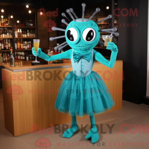 Teal Spider mascottekostuum...