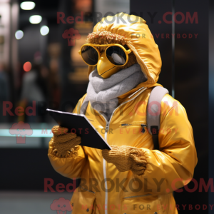 Gold Falcon mascot costume...