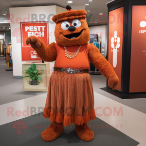 Rust Pho mascot costume character dressed with a Empire Waist Dress and Bracelets