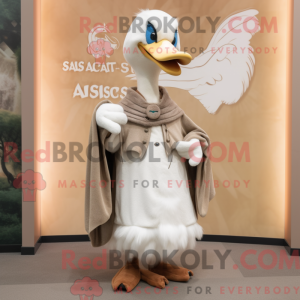 Beige Swans maskot kostume...