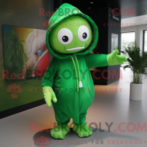 Fantasia de mascote acrobata verde com capa de chuva e gorros - Mascotes acrobatas - REBROKO_348155 - RedBrokoly.com