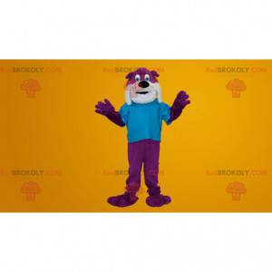 Purple and white bulldog dog mascot - Redbrokoly.com