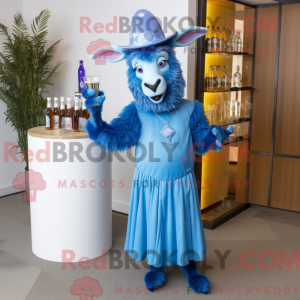 Blå ged maskot kostume...