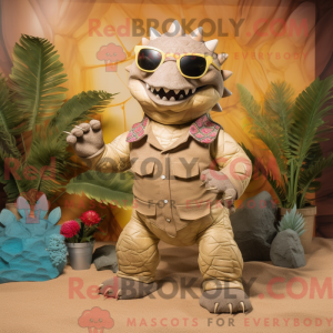 Tan Ankylosaurus maskot...