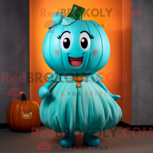 Cyan Pumpkin maskot kostume...