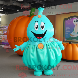 Cyan Pumpkin maskot kostyme...