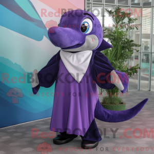 Paars orka-mascottekostuum...