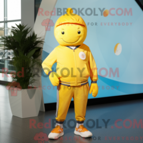 Fantasia de mascote de Toranja amarela com calça de moletom e gorros - Mascotes de toranja - REBROKO_348271 - RedBrokoly.com