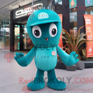 Teal Squid mascottekostuum...
