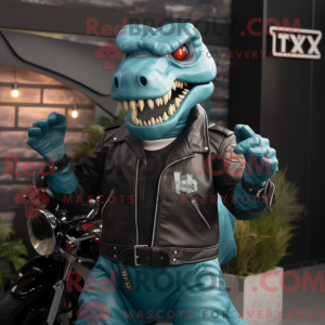 Teal T Rex mascottekostuum...