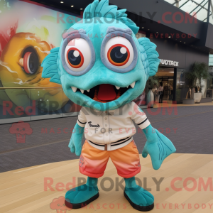 Turquoise Piranha mascot...