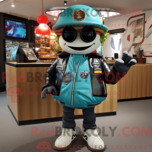 Teal Hamburger mascot...