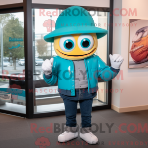 Teal Hamburger mascot...