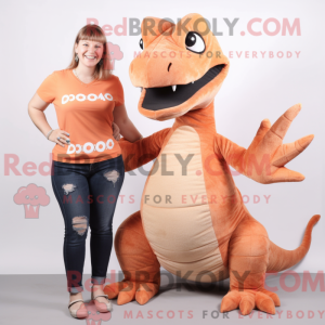 Peach Komodo Dragon mascot...