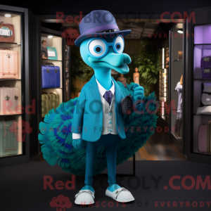 Cyan Peacock Maskottchen...