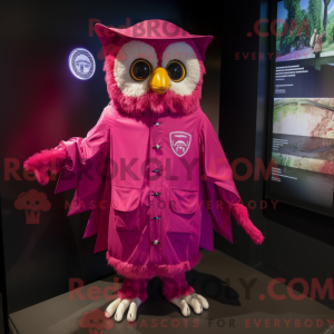 Magenta Uil-mascottekostuum...