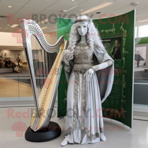 Silver Celtic Harp maskot...