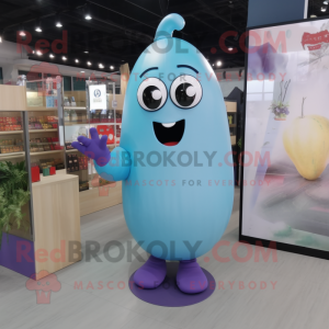 Sky Blue Eggplant mascot costume character dressed with a Long Sleeve Tee and Necklaces