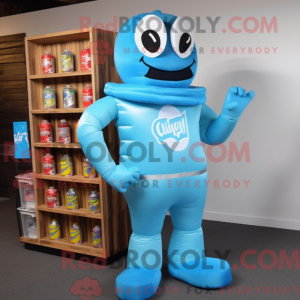Sky Blue Soda Can maskot...