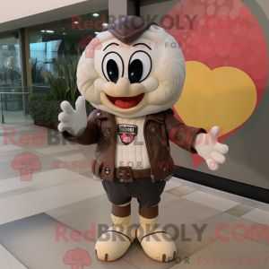 Crème hart mascotte kostuum...