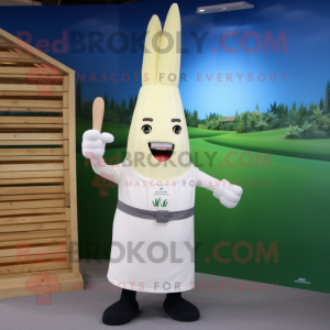 White Asparagus mascot costume character dressed with a Shorts and Earrings
