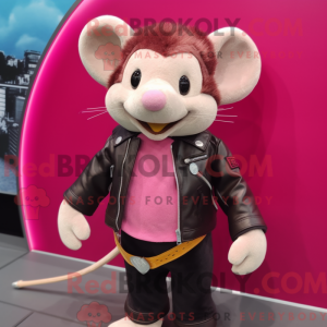 Magenta mus maskot kostyme...