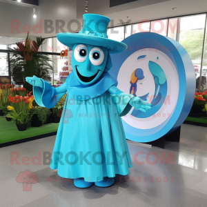 Cyan hestesko maskot drakt...