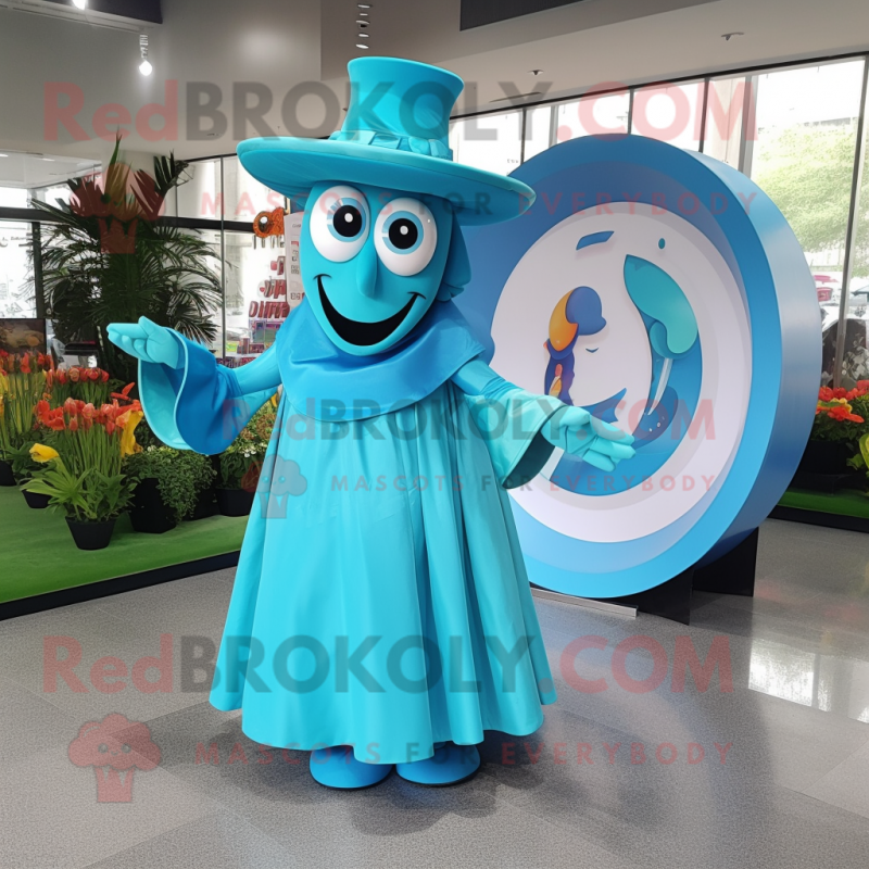 Cyan Horseshoe mascot costume character dressed with a Circle Skirt and Hats Cyan Horseshoe mascot costume character dressed with a Circle Skirt and Hats