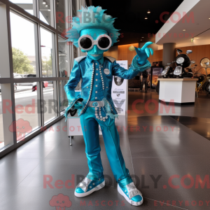 Turkis Stilt Walker maskot...
