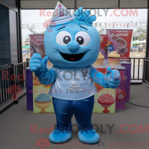 Cyan Cupcake mascot costume...