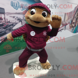 Maroon havskildpadde maskot...