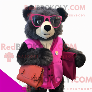 Magenta brillebjørn maskot...