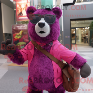 Magenta brillebjørn maskot...