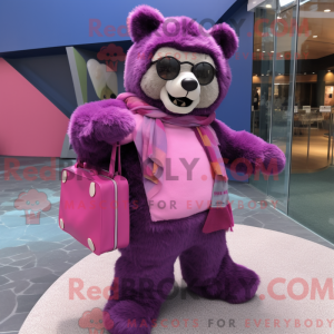 Magenta brillebjørn maskot...