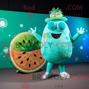 Cyan Melon mascot costume...