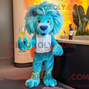 Turquoise Tamer Lion mascot...
