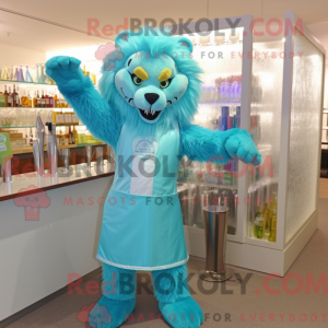 Turquoise Tamer Lion mascot...