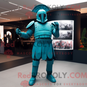 Teal Spartan Soldier mascot...