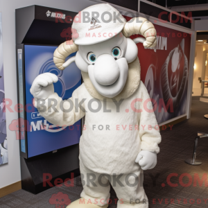 Witte Ram mascottekostuum...