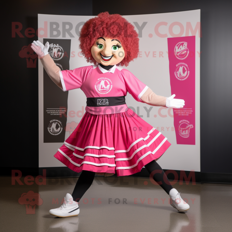 Pink Irish Dancer mascot costume character dressed with a T-Shirt and Wraps Pink Irish Dancer mascot costume character dressed with a T-Shirt and Wraps