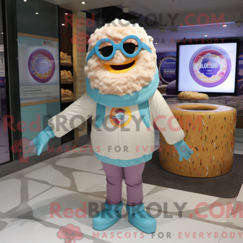 Fantasia de mascote rosquinha com parca e óculos - Donuts mascotes - REBROKO_348901 - RedBrokoly.com