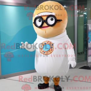 Fantasia de mascote rosquinha com parca e óculos - Donuts mascotes - REBROKO_348903 - RedBrokoly.com