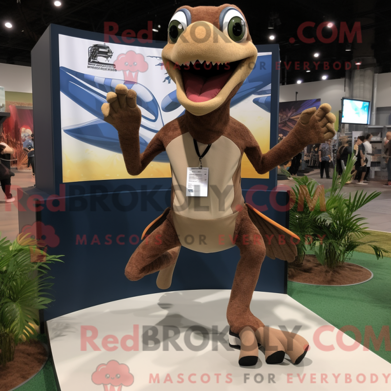 Fantasia de mascote de Dimorphodon marrom com short de corrida e luvas - Mascotes Dimorphodon - REBROKO_348946 - RedBrokoly.com