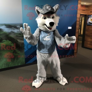 Silver Dingo mascot costume...