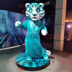 Turkis Tiger maskot kostume...