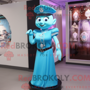 Cyan Police Officer mascot...